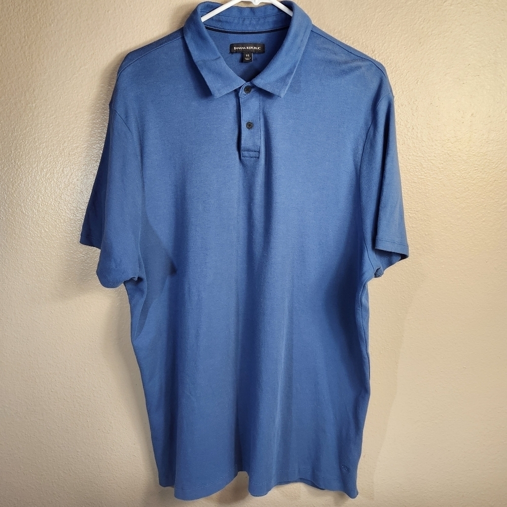 Banana Republic Mens |XXL| Medium Blue Luxury-Touch SS Polo/#1588968